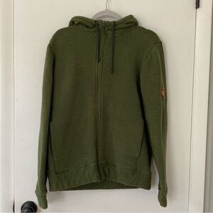 North Face Green and Black Striped Drawstring Zip-Up Hoodie - Men’s Medium